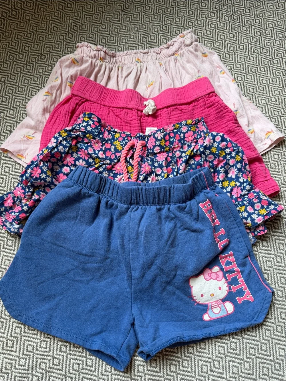 Girls Mixed Shorts Bundle - Hot Pink, Navy, Light Pink, Floral